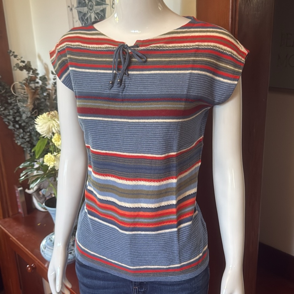 NWT chaps size small Striped Blue and Red Women's Top